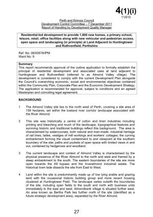 Perth and Kinross Council Development Control Committee – 7 December 2011 Report of Handling by Development Quality Manager