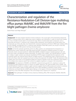 Characterization and Regulation of the Resistance-Nodulation-Cell