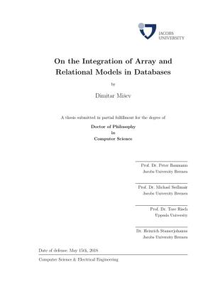 On the Integration of Array and Relational Models in Databases