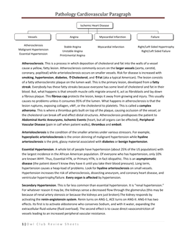 Pathology Cardiovascular Paragraph