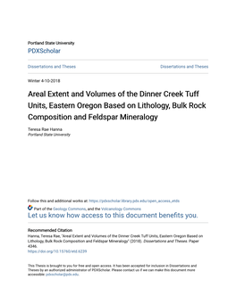 Areal Extent and Volumes of the Dinner Creek Tuff Units, Eastern Oregon Based on Lithology, Bulk Rock Composition and Feldspar Mineralogy