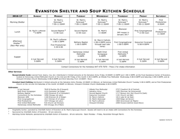 Evanston Shelter and Soup Kitchen Schedule