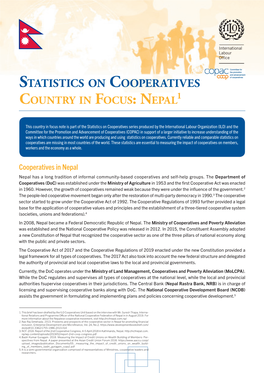 Statistics on Cooperatives Country in Focus: Nepal1