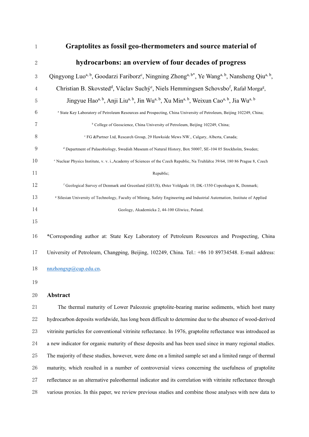 Graptolites As Fossil Geo-Thermometers and Source Material Of