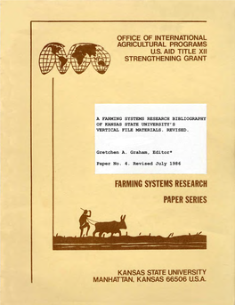 A Farming Systems Research Bibliography of Kansas State University's Vertical File Materials