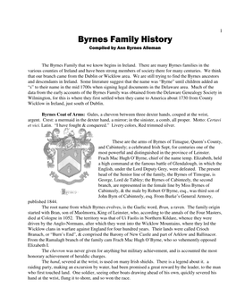 Byrnes Family History Compiled by Ann Byrnes Alleman