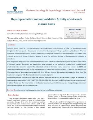 Hepatoprotective and Antioxidative Activity of Avicennia Marina Forsk