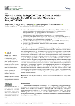 Physical Activity During COVID-19 in German Adults: Analyses in the COVID-19 Snapshot Monitoring Study (COSMO)