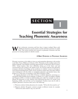 Essential Strategies for Teaching Phonemic Awareness SECTION