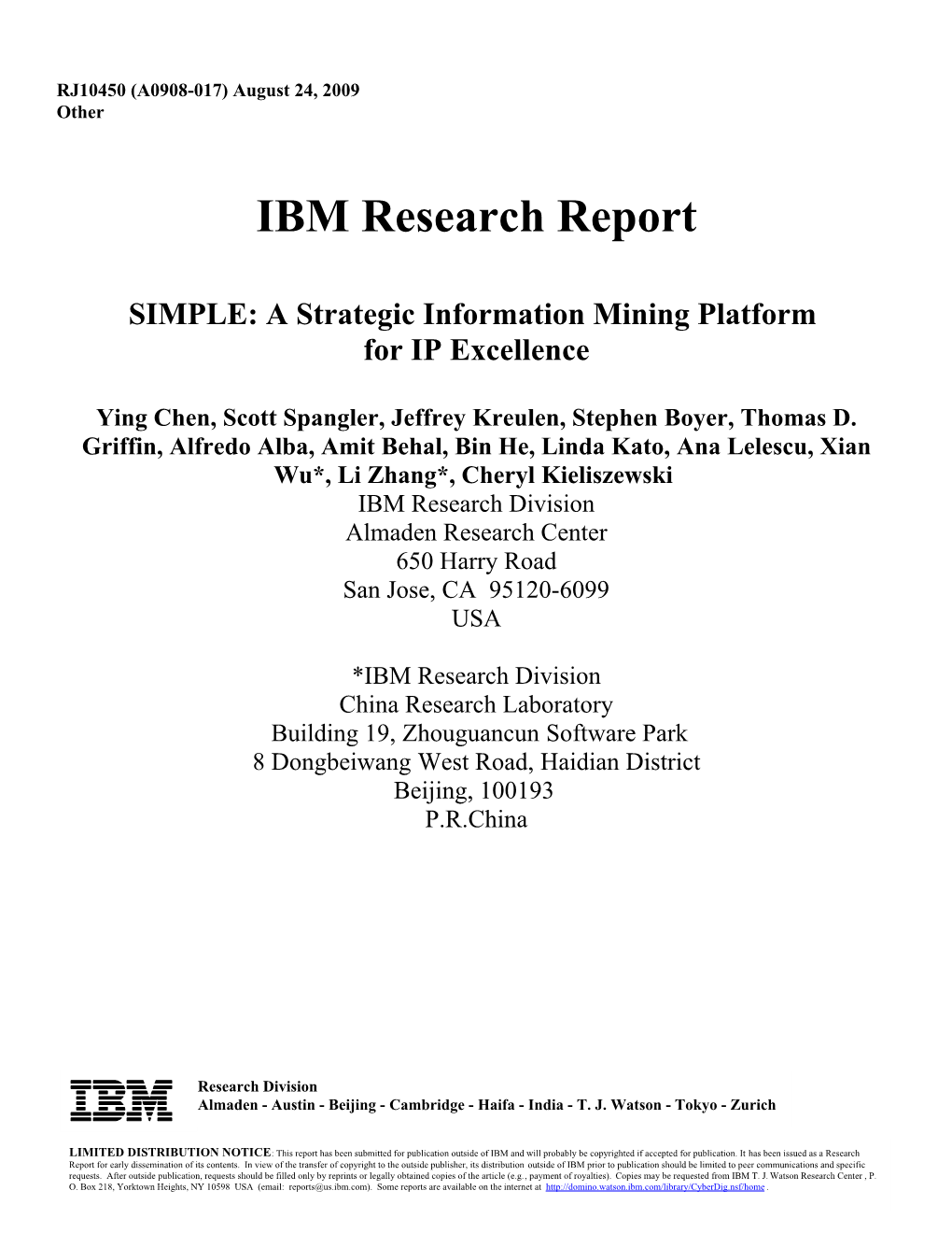 IBM Research Report