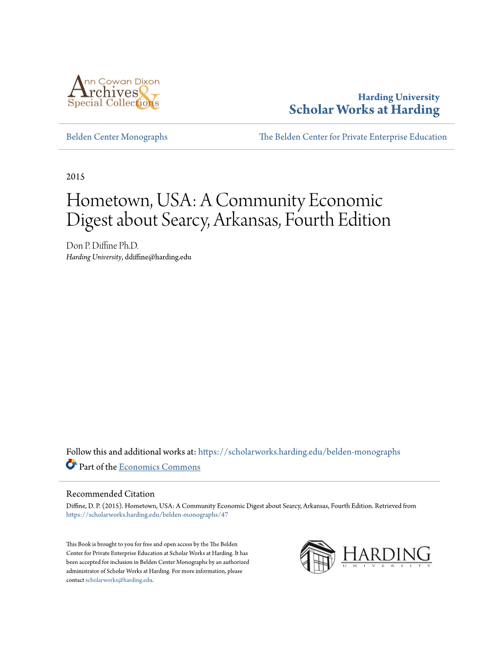 A Community Economic Digest About Searcy, Arkansas, Fourth Edition Don P