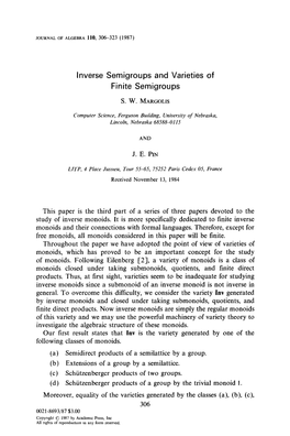 Inverse Semigroups and Varieties of Finite Semigroups