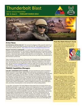 Thunderbolt Blast Armor School Newsletter Vol