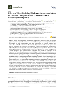 Effects of Light-Emitting Diodes on the Accumulation of Phenolic Compounds and Glucosinolates in Brassica Juncea Sprouts