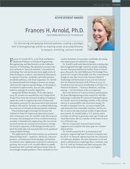 Frances H. Arnold, Ph.D. CALIFORNIA INSTITUTE of TECHNOLOGY