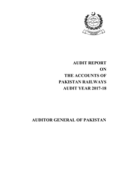 Audit Report on the Accounts of Pakistan Railways Audit Year 2017-18