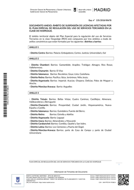 Documento Anexo: Ámbito De Suspensión De Licencias Afectadas Por El Plan Especial De Regulación Del Uso De Servicios Terciarios En La Clase De Hospedaje