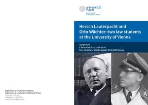 Hersch Lauterpacht and Otto Wächter: Two Law Students at the University of Vienna