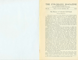 COLORADO MAGAZINE Published Bi-Monthly by the State H Lstorlcal Society of Colorado