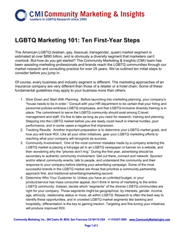 LGBTQ Marketing 101: Ten First-Year Steps