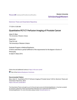 Quantitative PET-CT Perfusion Imaging of Prostate Cancer