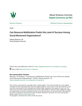 Can Resource Mobilization Predict the Level of Success Among Social Movement Organizations?