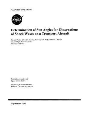 Determination of Sun Angles for Observations of Shock Waves on a Transport Aircraft