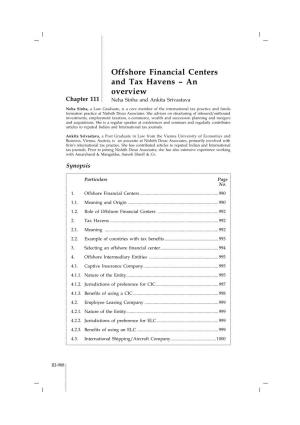 Offshore Financial Centers and Tax Havens – an Overview Chapter 111 Neha Sinha and Ankita Srivastava