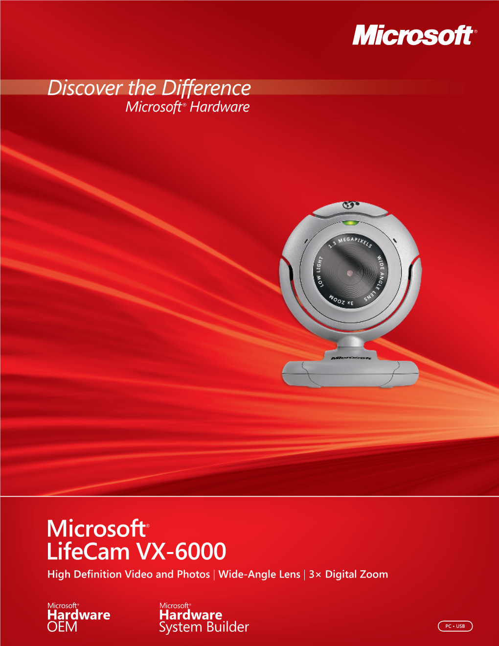 Microsoft Lifecam VX-6000 High Definition Video and Photos | Wide-Angle Lens | 3× Digital Zoom