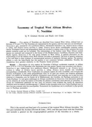 Taxonomy of Tropical West African Bivalves V. Noetiidae