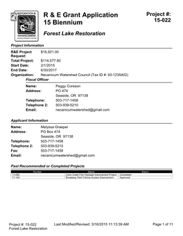 Forest Lake Restoration