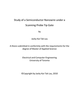 Study of a Semiconductor Nanowire Under a Scanning Probe Tip Gate