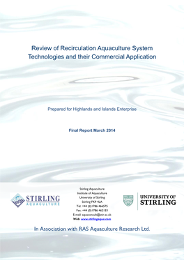 Review of Recirculation Aquaculture System Technologies and Their Commercial Application