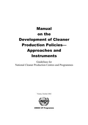 Manual on the Development of Cleaner Production Policies— Approaches and Instruments
