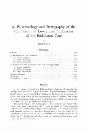 Palaeontology and Stratigraphy of the Cambrian and Lowermost Ordovician of the Bödahamn Core