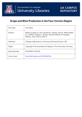 Grape and Wine Production in the Four Corners Region