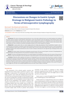 Discussions on Changes in Gastric Lymph Drainage in Malignant Gastric Pathology in Terms of Intraoperative Lymphography