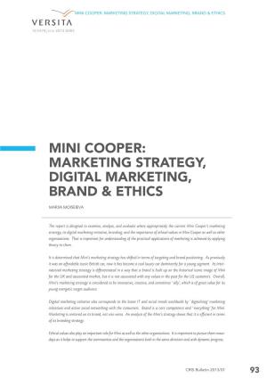 Mini Cooper: Marketing Strategy, Digital Marketing, Brand & Ethics