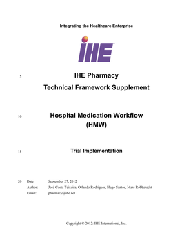 Technical Framework Supplement Hospital Medication Workflow