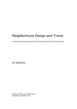 Neighborhood Design and Travel