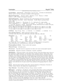 Ludwigite Mg2fe3+BO5