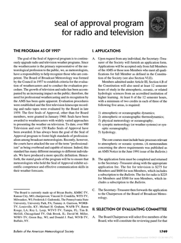 Seal of Approval Program for Radio and Television