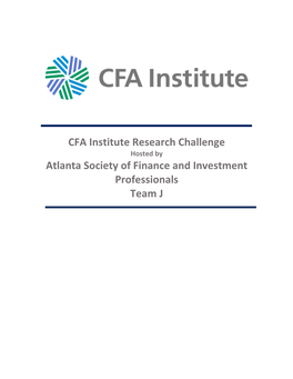 CFA Institute Research Challenge Atlanta Society of Finance And