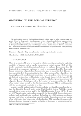Geometry of the Rolling Ellipsoid