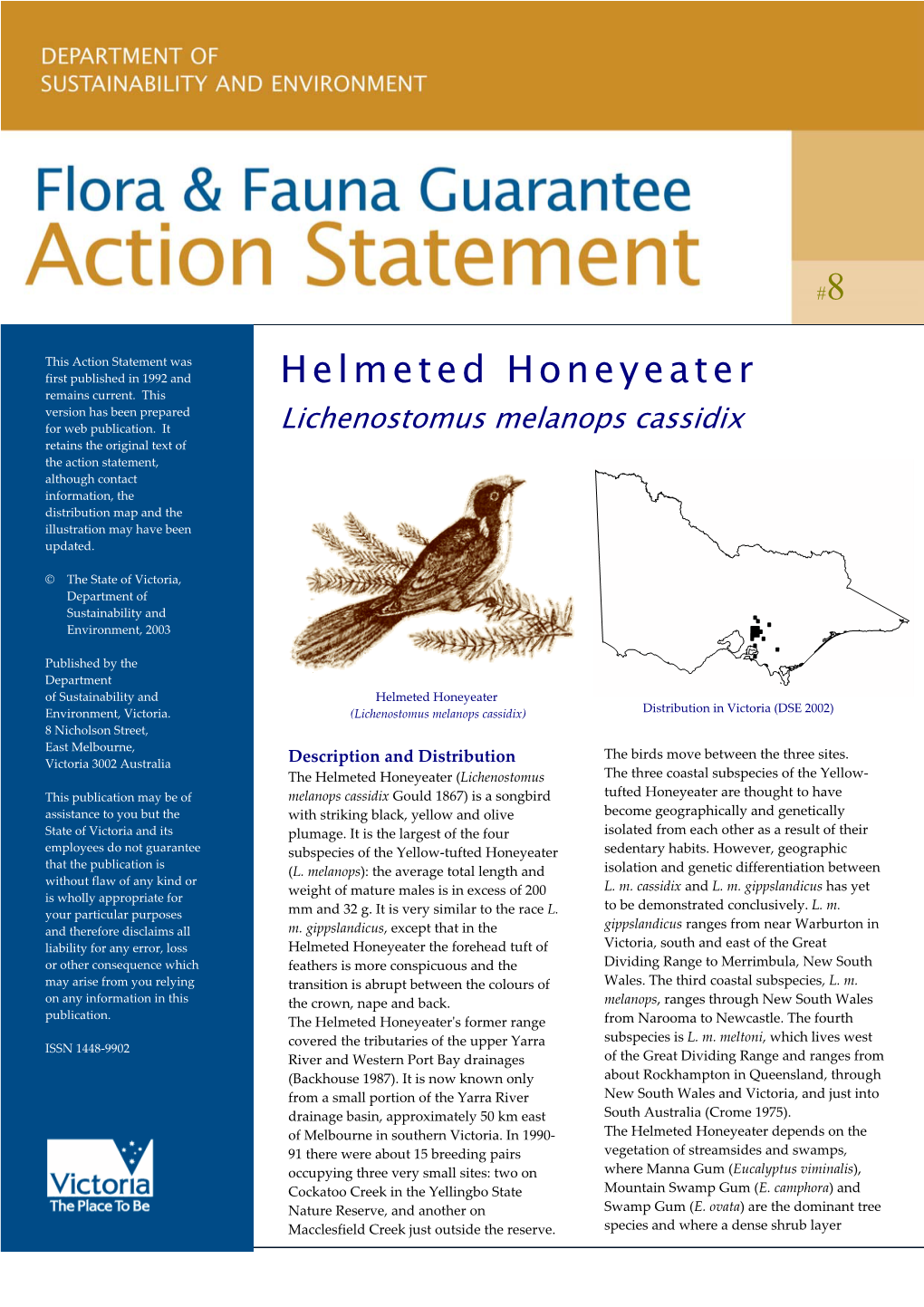Helmeted Honeyeater Version Has Been Prepared for Web Publication