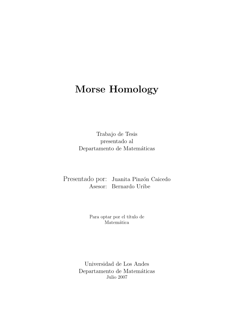 Morse Homology