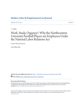Why the Northwestern University Football Players Are Employees Under the National Labor Relations Act César F