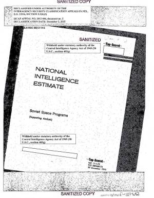 Report, National Intelligence Estimate, Subj: Soviet Space
