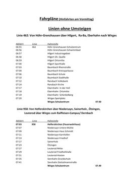Linien Ohne Umsteigen Linie 462: Von Höhr-Grenzhausen Über Hilgert, Ra-Ba, Eberhahn Nach Wirges