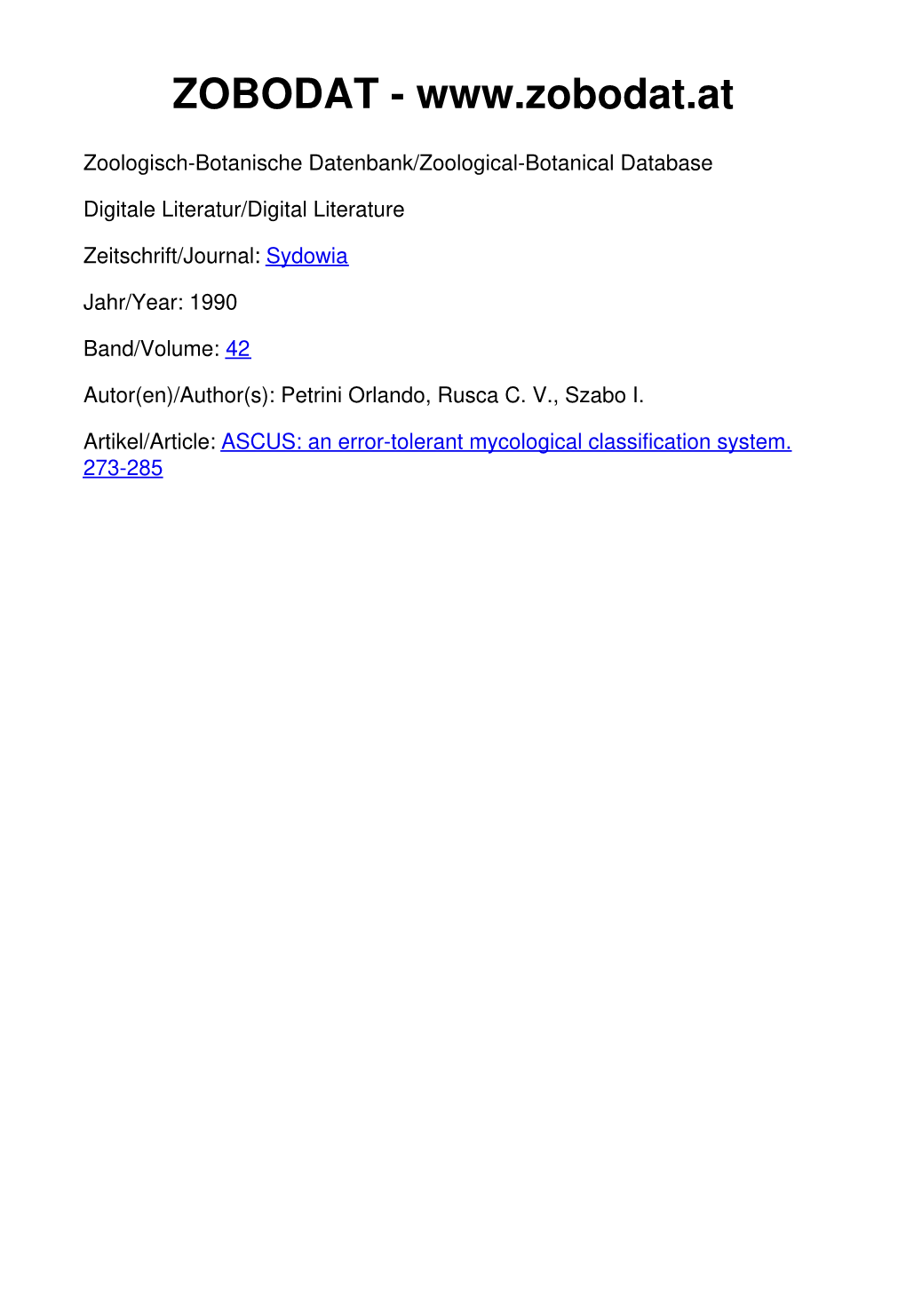 ASCUS: an Error-Tolerant Mycological Classification System*